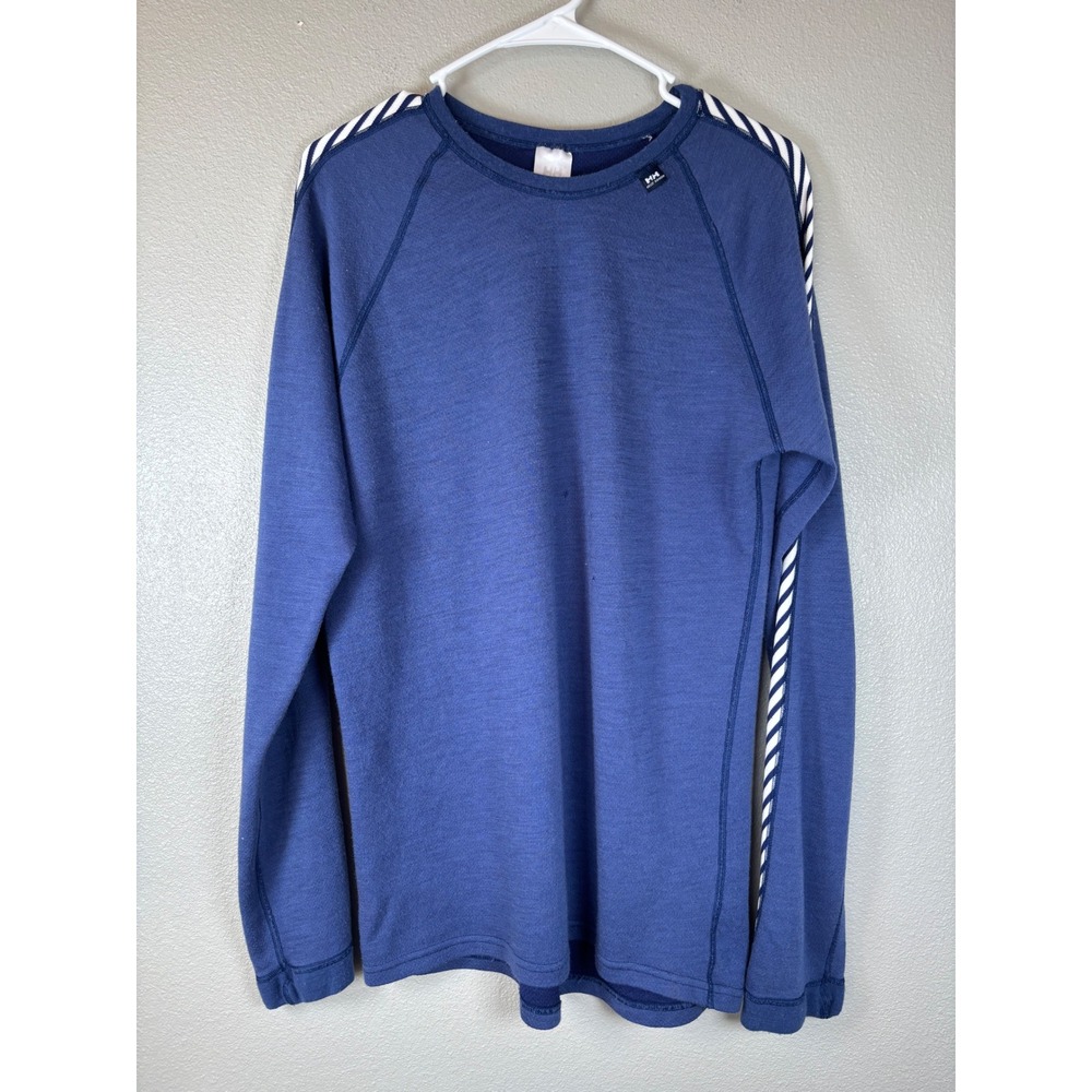 Helly Hansen HH Lifa Mens Lifa Merino Wool Base Layer Blue Striped XL Ski